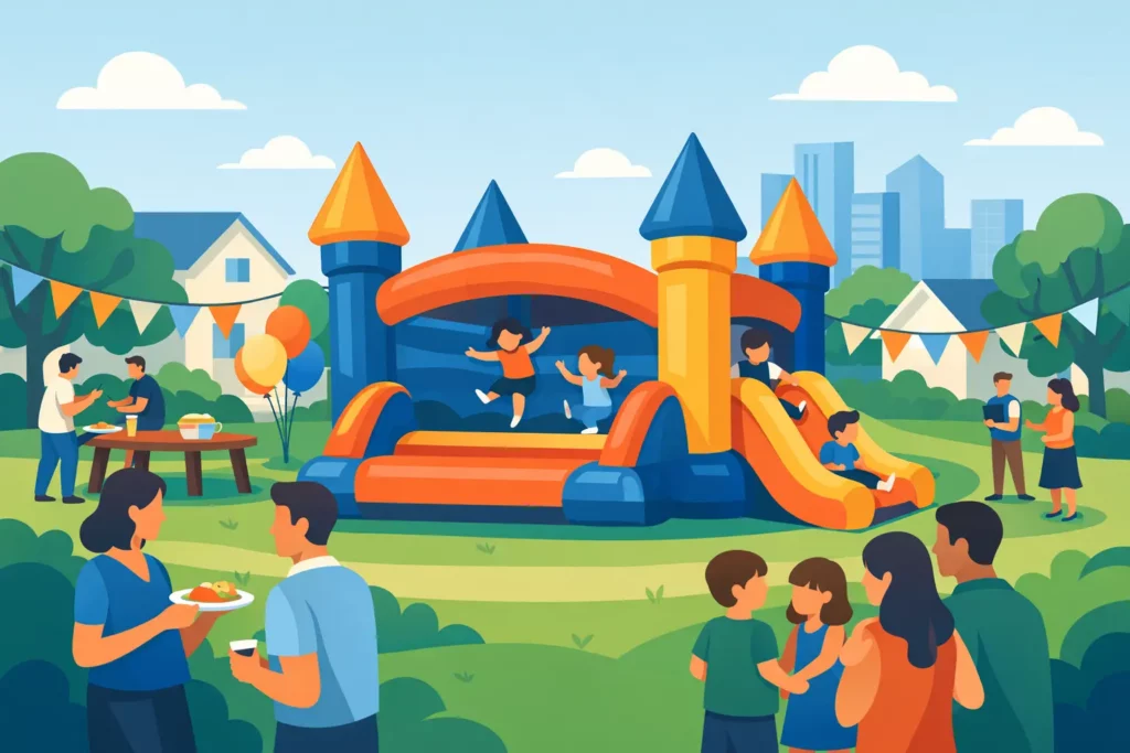 Een buurtfeest met springkasteel organiseren